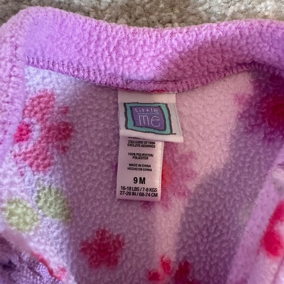 Little Me Baby Girls Purple Floral Fleece Footed Pajamas Sleepers 9M Vintage - Picture 5 of 7